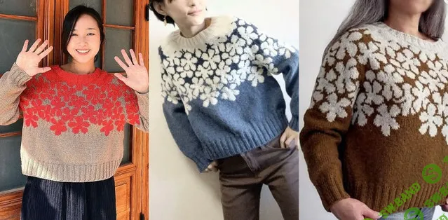 [Вяжи.ру] Женственный свитер оверсайз с необычным жаккардом Drawing Sweater (2023)