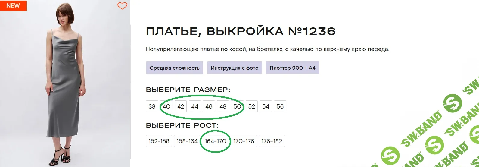 [Выкройки] Платье №1236. Размер 40-50. Рост 164-170 [Grasser]