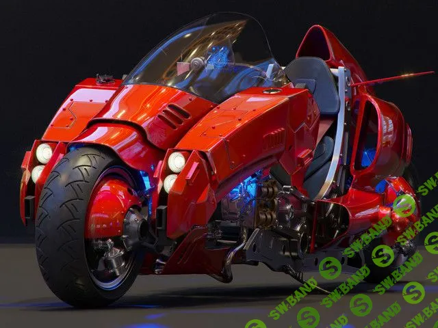 [Yihuu] Sci-fi мотоцикл: моделирование техники и создание материалов в 3ds Max и V-Ray (2020)